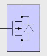一个H桥上臂MOSFET两端并联的续流二极管